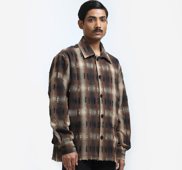 Medullary Ombre Checks Shirt - Brown