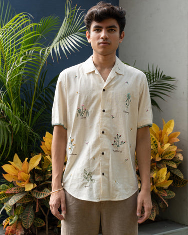 Lessons in botany, Half sleeve shirt, Material: Linen, Front view