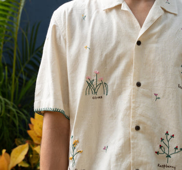 Lessons in botany, Half sleeve, Material: Linen, Front details