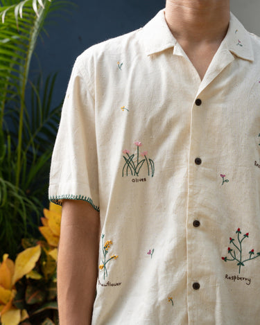 Lessons in botany, Half sleeve, Material: Linen, Front details