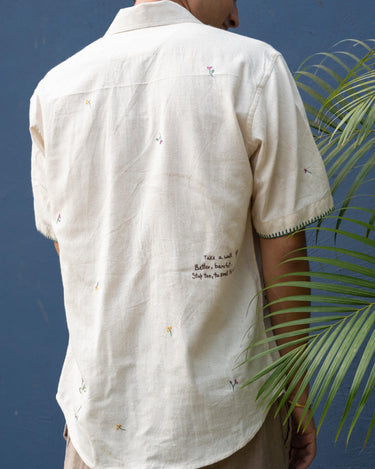 Lessons in botany, Half sleeve shirt, Material: Linen, Back view